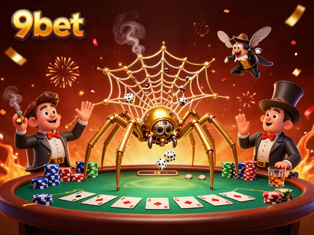 Experience big wins at 9bet with intricate steampunk casino art and lively gaming elements.
