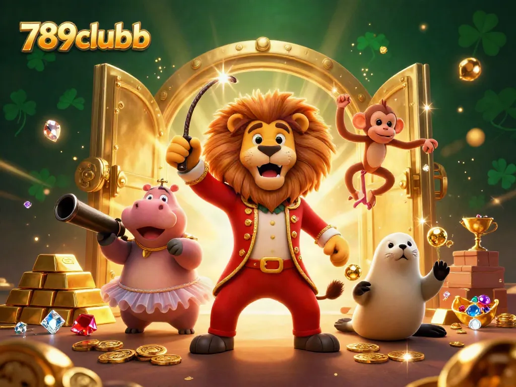 Experience the excitement of 789clubb with dynamic casino elements in a vibrant illustration.
