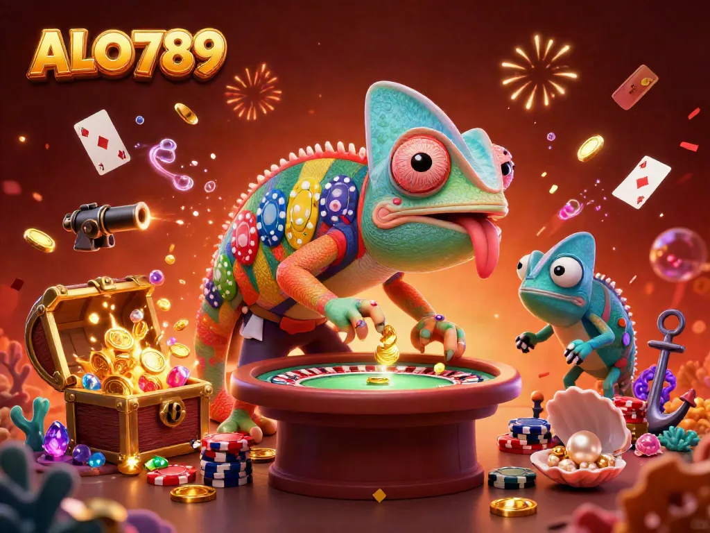 Experience the excitement of ALO789 with a vibrant 3D chameleon casino owner and winning elements!