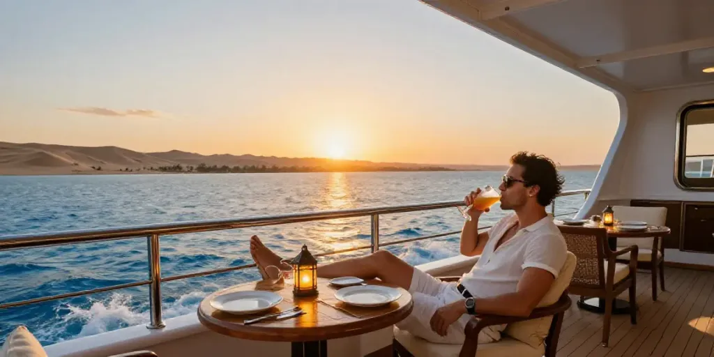 Luxurious Lake Nasser Cruise experience at sunset