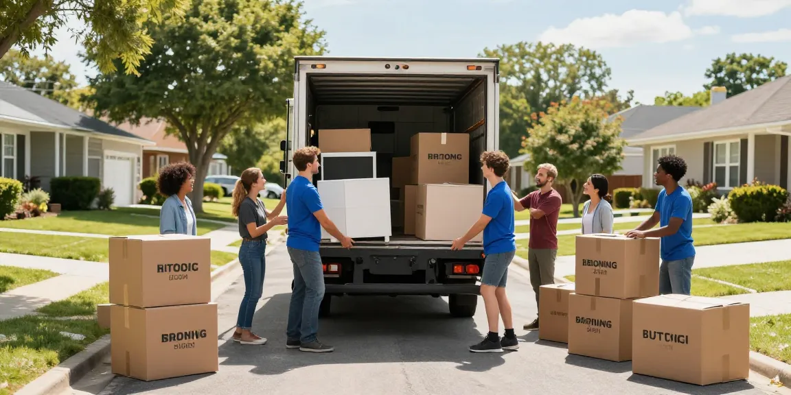 Moving Company team efficiently loading items into a truck, creating joyful transitions for families.
