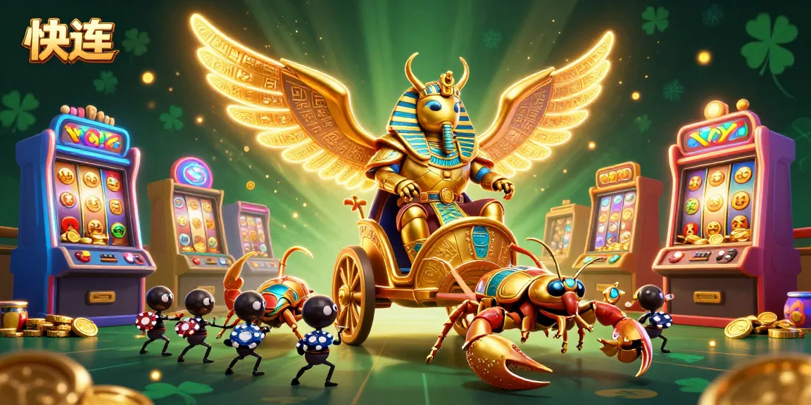 快连 enhances the casino experience with vibrant characters and slot machines in a captivating 3D scene.