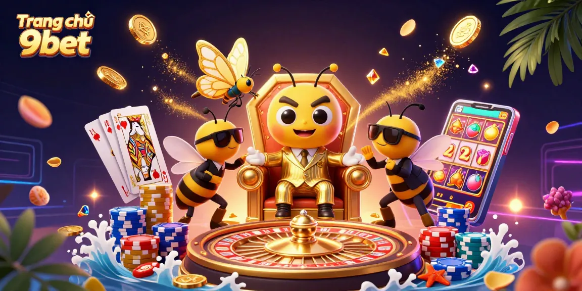 Engage with Trang chủ 9bet's ultimate casino experience through a vibrant 3D bumblebee mob boss scene filled with action.