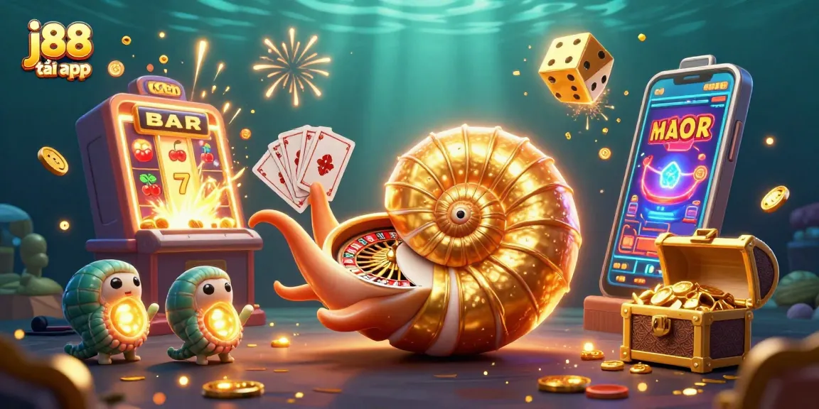 Engage with exciting games in j88 tải app, featuring a vibrant 3D casino scene filled with fun elements.