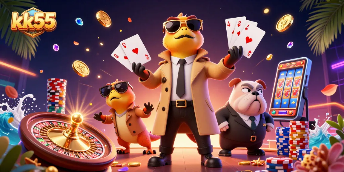 Engage with kk55 and enjoy thrilling casino games with vibrant 3D cartoon characters in a fun setting.