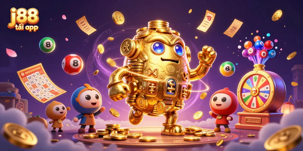 Experience thrilling fun with j88 tải app, featuring vibrant lottery elements and a golden golem.